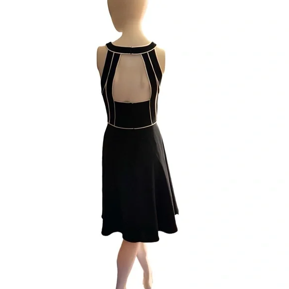 White House Black Market Black Midi Dress with White Trim - Picture 3 of 3